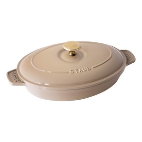 staub [ 23cm ] IH 스토우브 타원형 핫 플레이트 린넨 황동 노브 사양 양손 주물, 1개