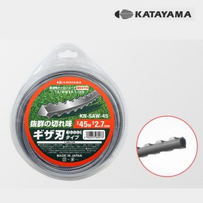 카타야마 예초기 톱날형 나일론 날 KN-SAW-45 안전날 45Mx2.7mm, 1개