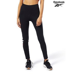 리복 Reebok 여성 블랙 트레이닝 리니어 로고 레깅스 Ctn REPA1F322BK