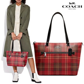 코치 갤러리 토트 스코틀랜드 타탄 플레드 CC939 Galley Tote Tatan Plaid