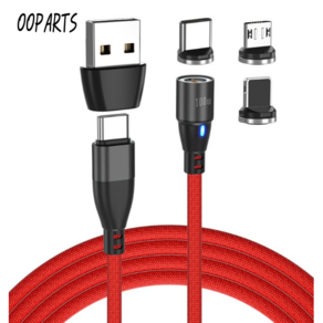 오파츠 6in1 PD100W 마그네틱 자석충전케이블 컨넥터 젠더 별도판매 아이폰 PD27W 초고속충전 CtoC타입지원(홀더포함), 레드, 1세트, 1.8m