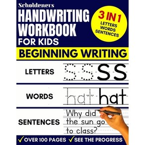 (영문도서) Handwriting Workbook for Kids: 3-in-1 Writing Practice Book to Master Letters Words & Sentences Paperback