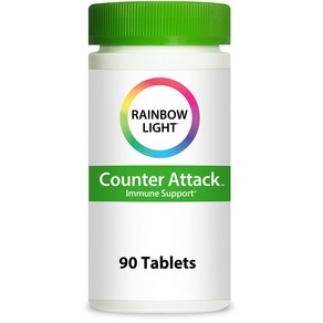 Rainbow Light Counte Attack Immune Suppot Dieta 레인보우 라이트 역습 면역 지원 면역 지원을 제공하는 건강 보조 식품 비타민 C 아, 90정, 1개