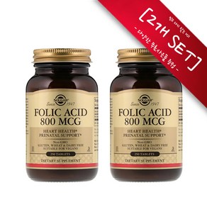 [사은품선택] 솔가 엽산 800mcg 250정 (타블렛) Solga Folic Acid 800mcg 250tabs -2개 SET, 1세트, 챱스틱(민트)1개,, 500정
