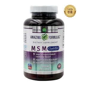 어메이징 포뮬러스 MSM 위드 옵티MSM 1000 mg 200 타블렛, 200정, 1개