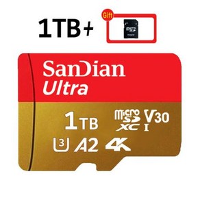 SAN DIAN 100 오리지널 마이크로 SD 카드 클래스 10 TF 카드 1TB 최대 30 MBs 메모리 카드 휴대폰 태블릿 플래시 카드 2TB, 1) 1TB Gold, 1개