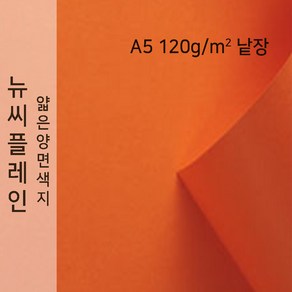 뉴씨플레인 종이문화 얇은 양면색지 120g A5 낱장 1매 No.29 주황색, 1장