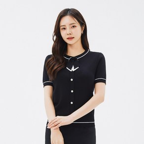 [더유니폼랩] 간호복 병원 상의 간호사 은행 니트 단체 유니폼 프리미엄 리본 타이 니트-블랙(K-43)