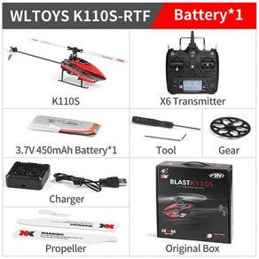 RC 헬리콥터 Wltoys XK K110S 6CH 3D 6G 시스템 싱글 패들 브러시리스 항공기 드론, 1개