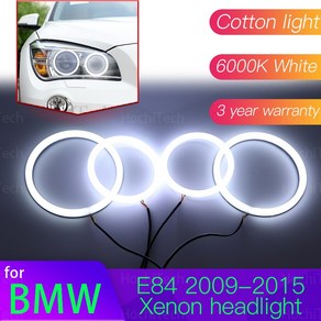 천사 눈 키트 bmw 호환 X1 E84 용 6000L 코튼 화이트 헤일로 링 라이트 2009 2010 2011 2012 2013 2014 크세논 헤드, 1개