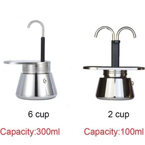 전기커피포트 모카 포트 더블 튜브 304 스테인레스 스틸 커피 포트 이탈리아 에스프레소 미니 핸드 푸어 가전 주방 도구, 01 50ml