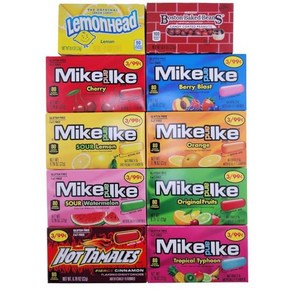 Mike and Ike 캔디 버라이어티 팩 - 레몬헤드 및 보스턴 백 빈 쫄깃한 오리지널 과일 맛 사워 수박 체리 베리 블래스트 핫 타말레스 시나몬 등 포함 박스 당 22.1g0.