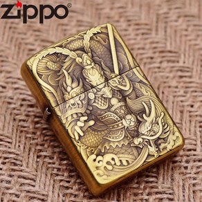 정품 ZIPPO 라이터 황동 갑옷 기계 양면 3D 구호 대현자 싸움 부처님 손오공