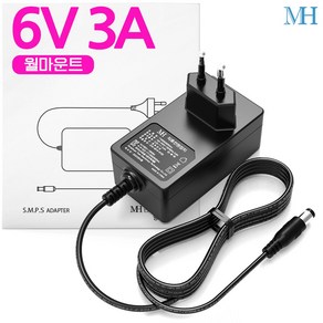 명호전자 6V 3A 아답터 3000mA 6V2A호환 벽걸이형 DC 6V 3A 어댑터