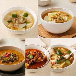 [효모로찬] 즉석국 탕찌개 5종 소고기미역국+황태국+시래기국+육개장+된장찌개 구성, 5개, 500g
