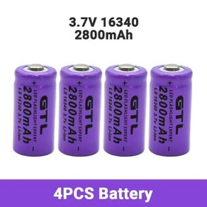 100% 새로운 오리지널 16340 배터리 CR123A 16340 배터리 2700mAh 3.7V 리튬 이온 충전지 + 16340 충전기, 1개