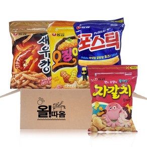 올따옴 농심 대용량스낵 기획세트 5호(매운새우깡400g 자갈치300g 오징어집버터구이맛260g 포스틱280g), 1개