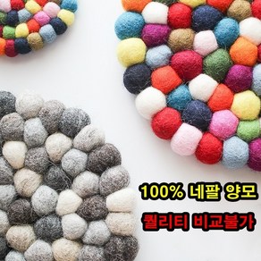 달스 핸드메이드 100% 양모 냄비받침 2colo 3size, 레인보우 - 대(20cm), 1개