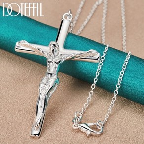 doteffil 925 스털링 실버 예수 십자가 펜던트 목걸이 16182022242630 inch chain fo woman man cham wedding jewely