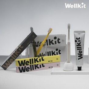 [Wellkit] 웰킷 칫솔 치약 셋트 친환경 치과칫솔 4P 무불소 잇몸치약 100g, 1개