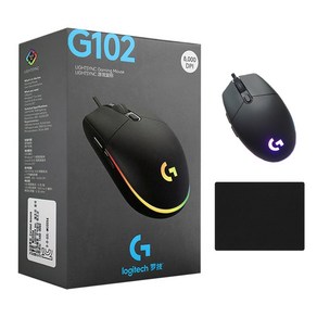 로지텍 G102 2세대 LIGHTSYNC 게이밍 유선 마우스 병행 정품박스 + 스토리링크 마우스패드, G102 (블랙) + 스링 마우스패드