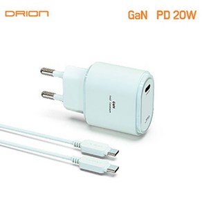 GAN PD 20C포트 1구 초고속 가정용 충전기 (C to C 케이블 포함 DR-PD20W-T1-CP), C to C CABLE, C to C CABLE_화이트, 1개