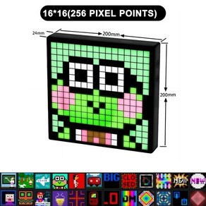 스마트 LED 매트릭스 픽셀 디스플레이 RGB DIY 그래피티 블루투스 앱 제어, 16x16, USB Plug