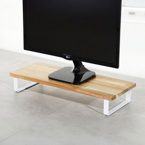 원목 듀얼 모니터 받침대 폭300mm 높이10cm, 아카시아상판(화이트받침)
