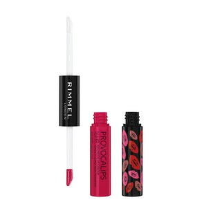 Rimmel London Povocalips 16h Kiss-Poof Lip Colo 림멜 런던 프로보칼립스 16시간 키스프루프 립 컬러 - 컬러와 윤기를 고정해주는 2단계, 1개, Bey Seductive