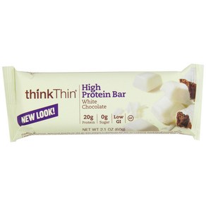 Think Thin! High Potein Meal Altenative Nutition B 얇게 생각하세요! 고단백 식사 대체 영양 바 화이트 초콜릿 2.1온스 바(10팩, 59g, 10개