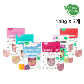 [스웨디시 젤리] CandyKittens 캔디키튼스 비건 젤리 140g 3종 대용량세트