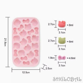 헬로키티 실리콘 얼음틀 귀여운 캐릭터 아이스 얼음 트레이 보관통, 얼음트레이-단품