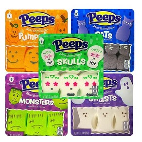 Peeps 할로윈 핍스 마시멜로 85g x 5팩 고스트 해골 펌킨 몬스터 Halloween Ghost Skulls and Pumpkins, 5개