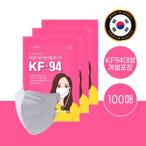 퓨어라이프 kf94 마스크 새부리형 대형 화이트 100매, 1개입, 100개