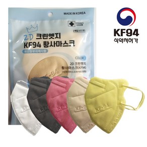 크린엣지 KF94 2D 새부리형 대형 화사방역 컬러마스크 50매입 개별포장, 화이트, 1개