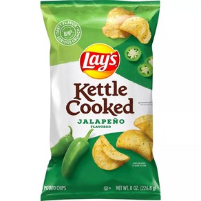 [미국직배송]레이즈 케틀 쿡 할라페뇨 감자칩 1개x226.8g Lay's Kettle Cooked Jalapeno Flavoed Potato Chips - 8oz, 226.8g, 1개