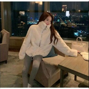 나는솔로 182회 24기정숙 화이트 집업 털 퍼 자켓 점퍼 스탠드 카라 데일리
