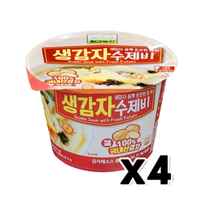 칠갑농산 생감자수제비컵 즉석컵용기 366g x 4개