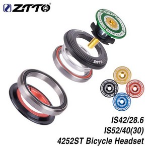 mtb 자전거포크 ZTTO MTB 로드 바이크 헤드셋 42mm 52mm CNC 1 1/8 인치-1 1/2 인치 테이퍼 튜브 포크 통합 앵글 컨택트 베어링 4252ST, 05 4252ST  GOLD, 1개