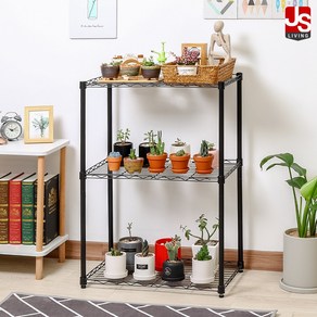 JS리빙 철제 화분진열대 베란다 화분정리대 57*35*83 블랙 밀로 화분대 견고한 선반 디자인 [모델명: MILLO_2811], (철제) 밀로 화분대