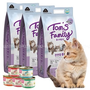 톰스패밀리 참치 고양이사료 전연령 튜나 5Kg*3개+저염 습식캔 170g*2개, 5kg, 3개