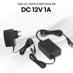 DC 12V 1A 아답터, 벽걸이형, 외경 2.5mm x 내경 0.7mm, 1개