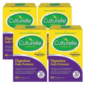 Cultuelle Daily Pobiotic Digestive Health 컬처렐 데일리 프로바이오틱 다이제스티브 헬스, 60정, 4개