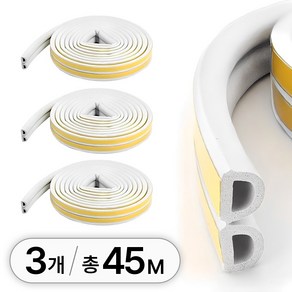 투데이리빙 45M D자 밀폐형 문틈 틈새 문풍지 화이트 창문 틈막이 바람 벌레 소음 외풍 차단 막이 현관문 창틀 문틈막이, 1세트