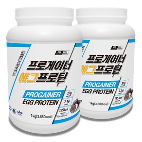 프로게이너 에그프로틴 쿠키앤크림맛 2kg 난백분말 계란흰자단백질 에그화이트 EGG 단백질파우더 프로틴쉐이크 헬스보충식품, 2개, 1kg