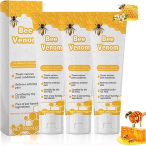 Hlonns New Bee Venom 관절 및 뼈 젤 꿀벌 베놈 젤 꿀벌 추출물 무릎 및 손용 꿀벌 독 꿀 크림 (3박스), 3박스