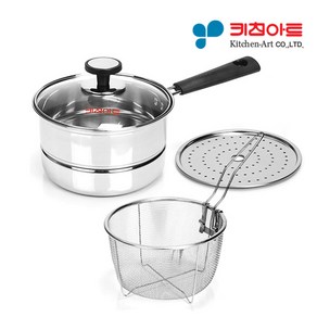 키친아트 스텐 찜국수냄비 16cm 찜솥 찜냄비 국수냄비 라면냄비 찜통, 1개