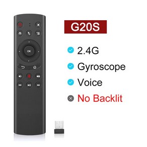 스마트 음성 리모컨 키보드 미니 무선 플라이 에어 마우스 안드로이드 TV 박스 태블릿 PC용 USB 리시버 G20S, black, 1개