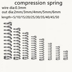 20 개 0.3mm 압축 스프링 외경 2mm 3mm 4mm 5mm 6mm 스테인레스 스틸 마이크로 소형 길이 5mm-50mm, [01] 0.3mm, [01] 2mm, [08] 10mm, 20개