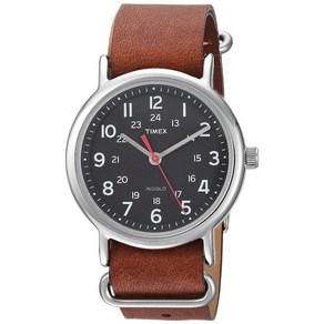 Timex 유니 위켄더 38mm 시계 그린 화이트 크롬, 브라운/블랙/실버톤